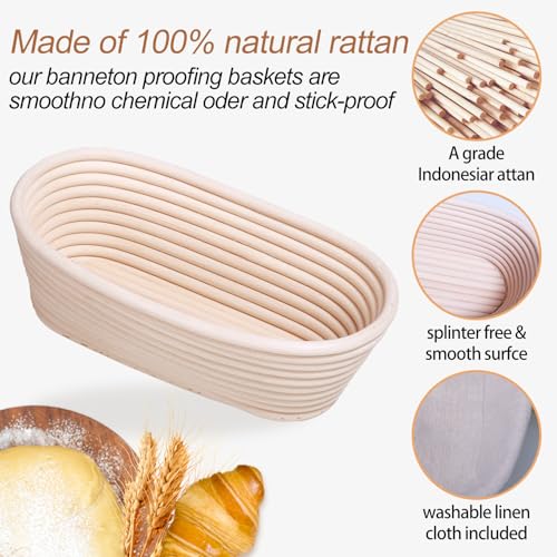 Set of 8 Oval Rattan Bread Proofing Basket K63339