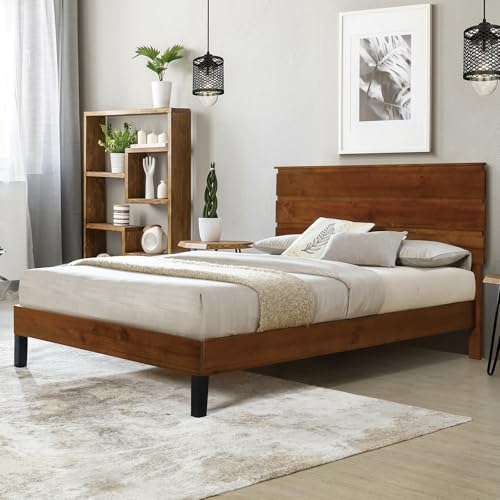 Brown Solid Wood Queen Size Platform Bed F102590