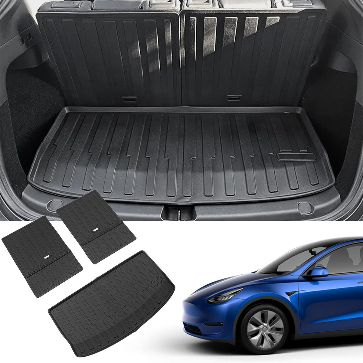 Tesla Model Y All Weather Trunk Mats Cargo Liners Set of 3 M2631