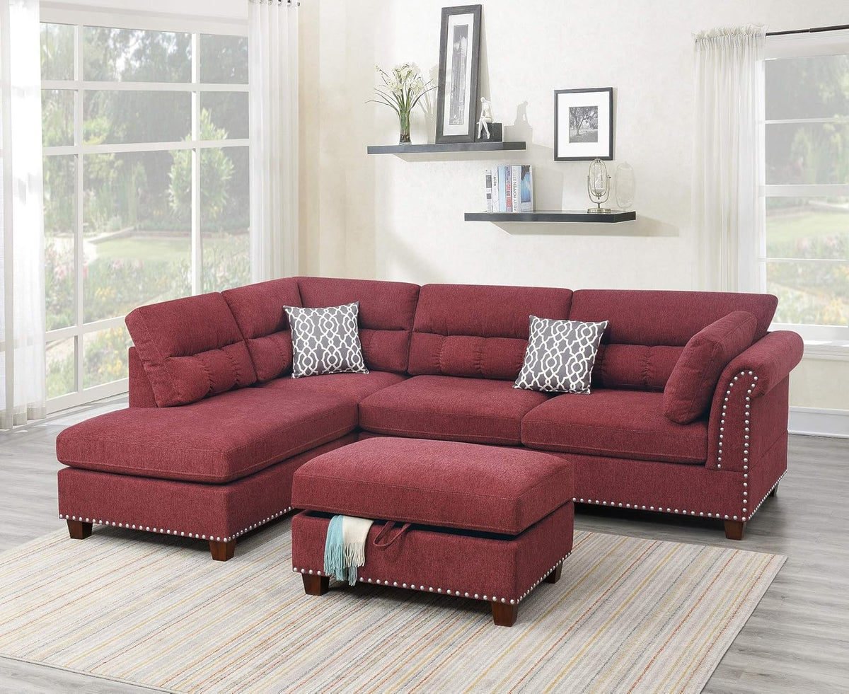 Red Velvet Sectional Sofa V462238