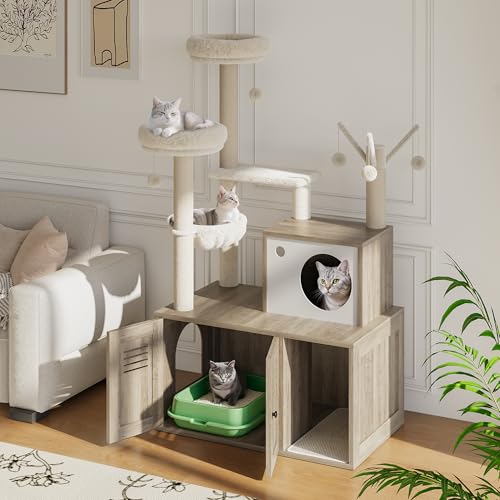 Rustic Brown Wooden Cat Furniture with Cat Tree Tower and Condo Y8204