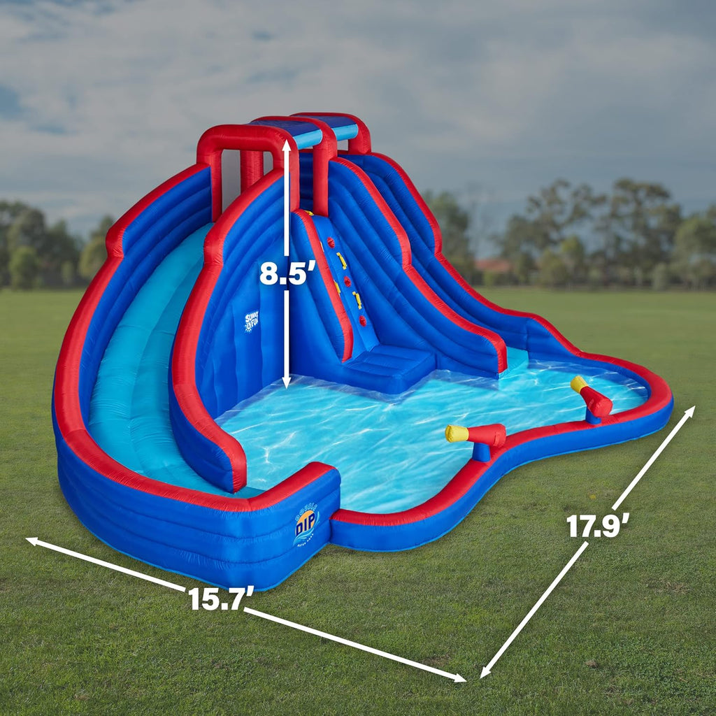 Inflatable Water Slide Park with 2 Slides & Splash Pool O817628