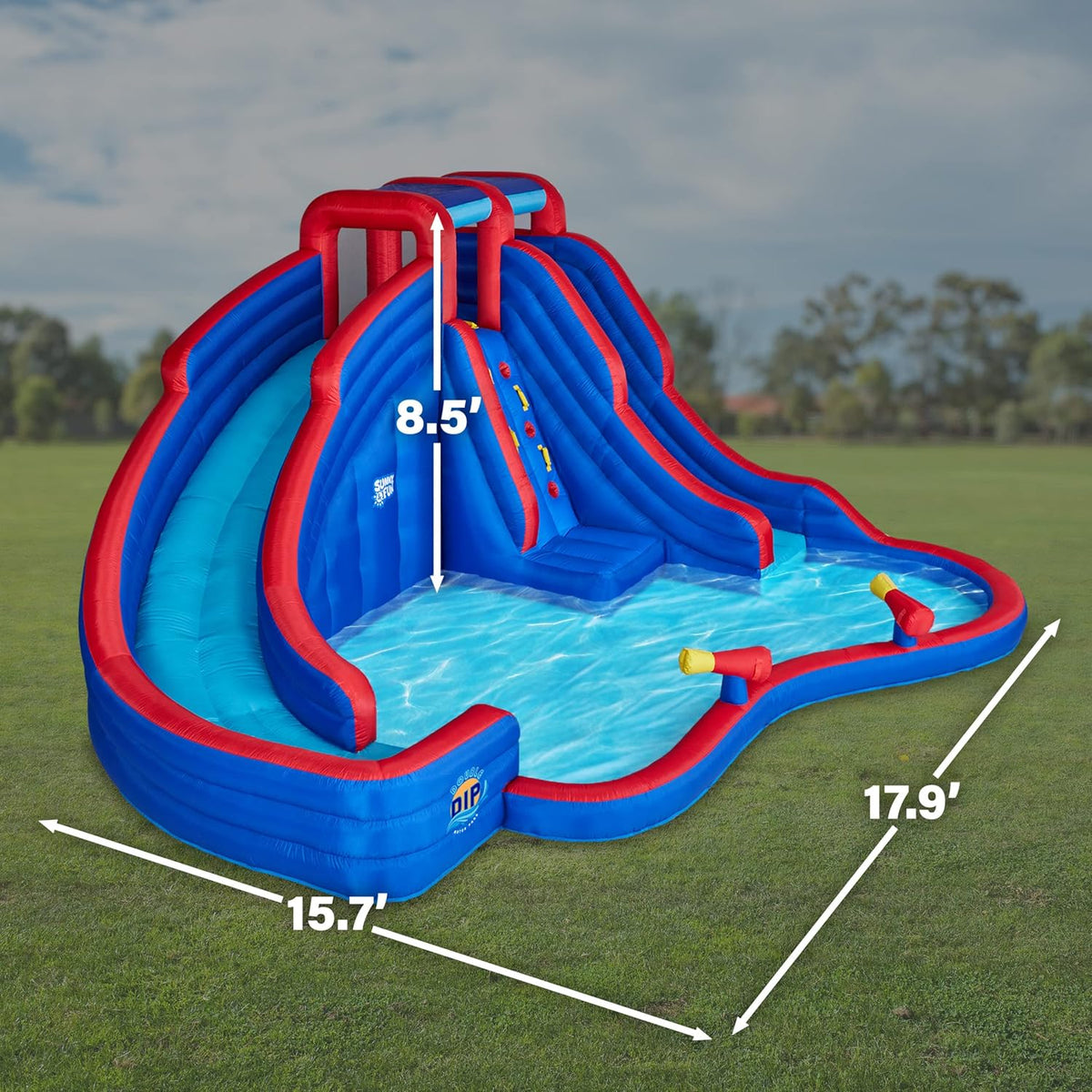 Inflatable Water Slide Park with 2 Slides & Splash Pool O817628