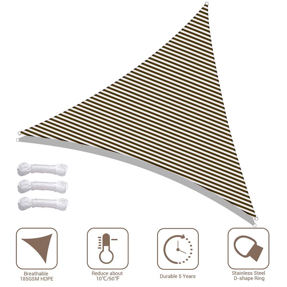 Brown White Triangle Sun Sail Shade Canopy H2119