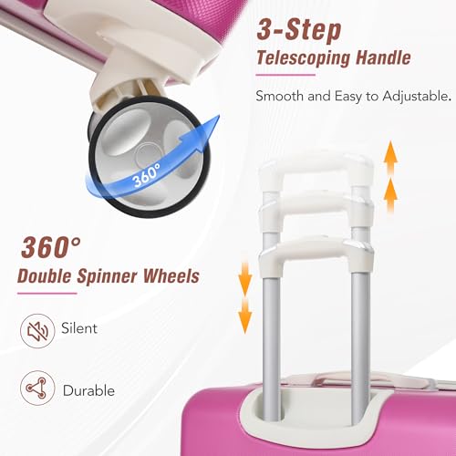 White 3 Piece Hard Shell Luggage Set with Spinner Wheels and TSA Lock A865
