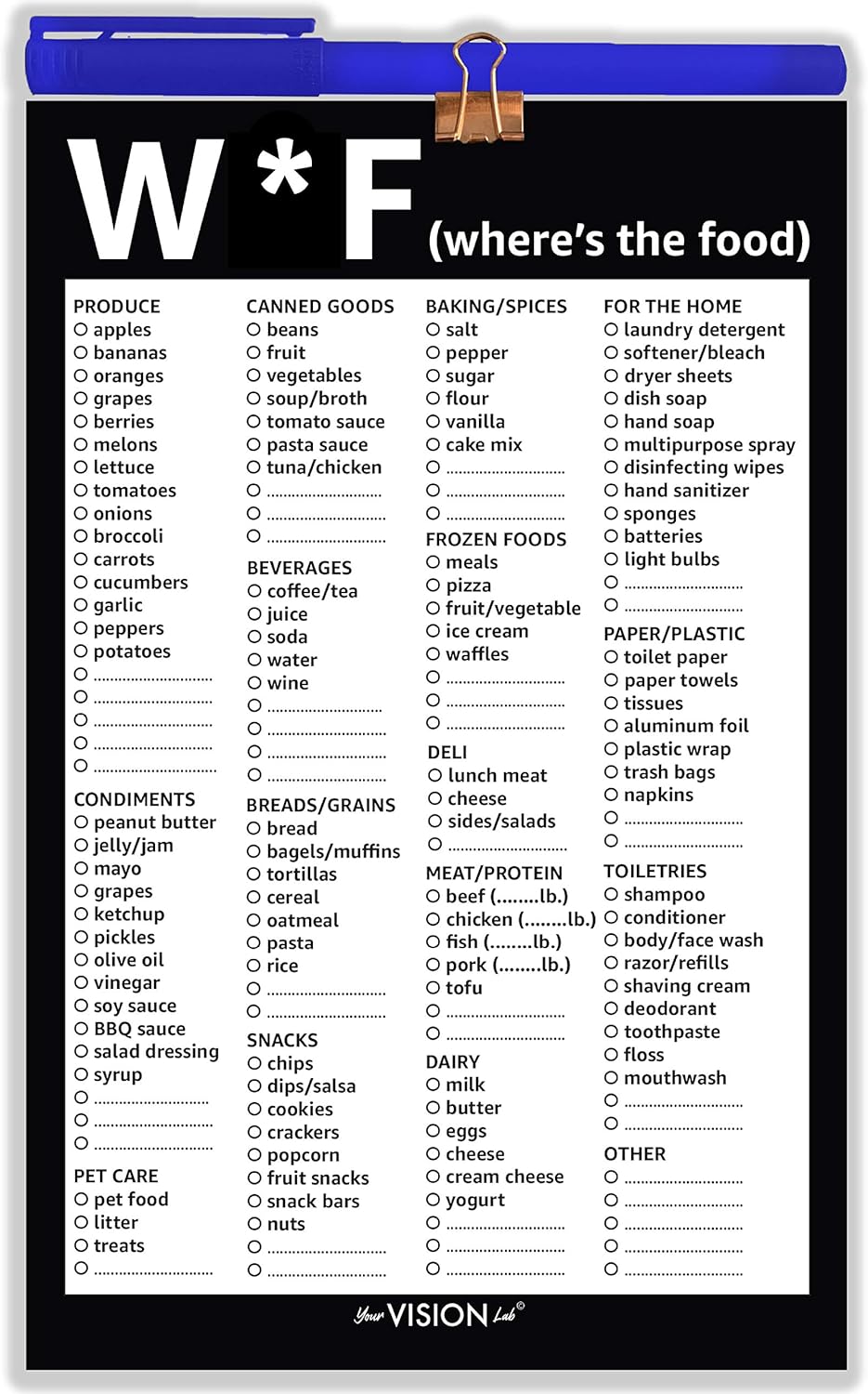 50 Sheets 8.5" x 5.5" Grocery List Pad with Fridge Magnet L78124