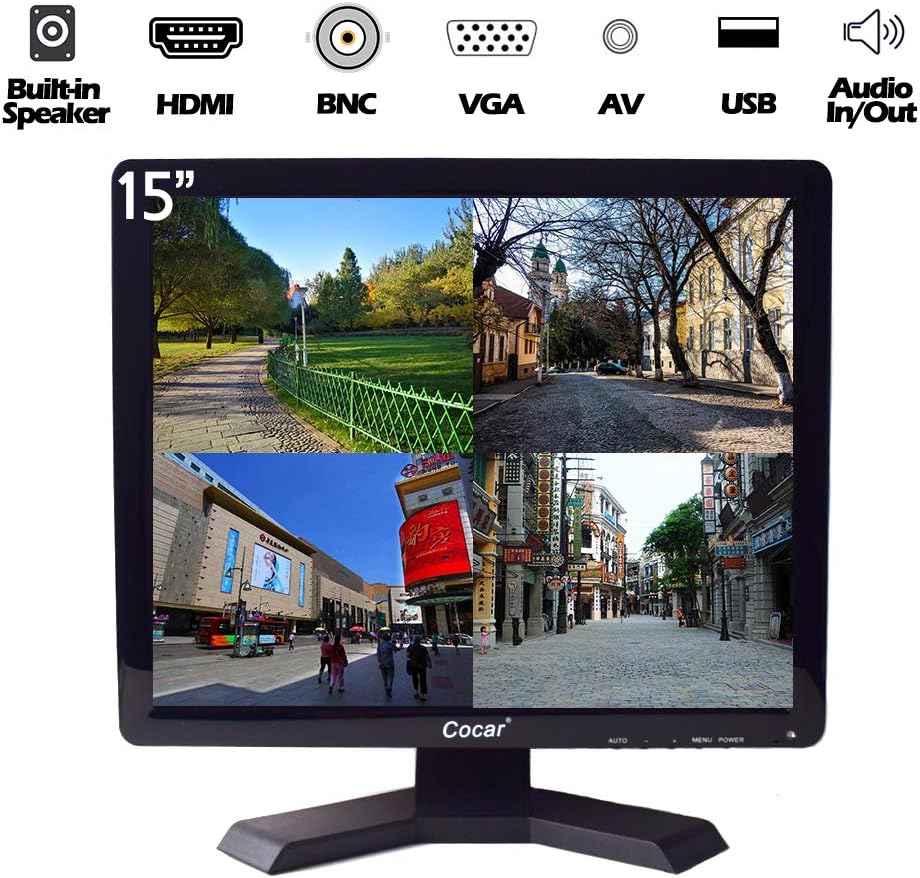 15 Professional CCTV Monitor VGA HDMI AV BNC 4:3 LCD Security Screen 1024x768 F1072