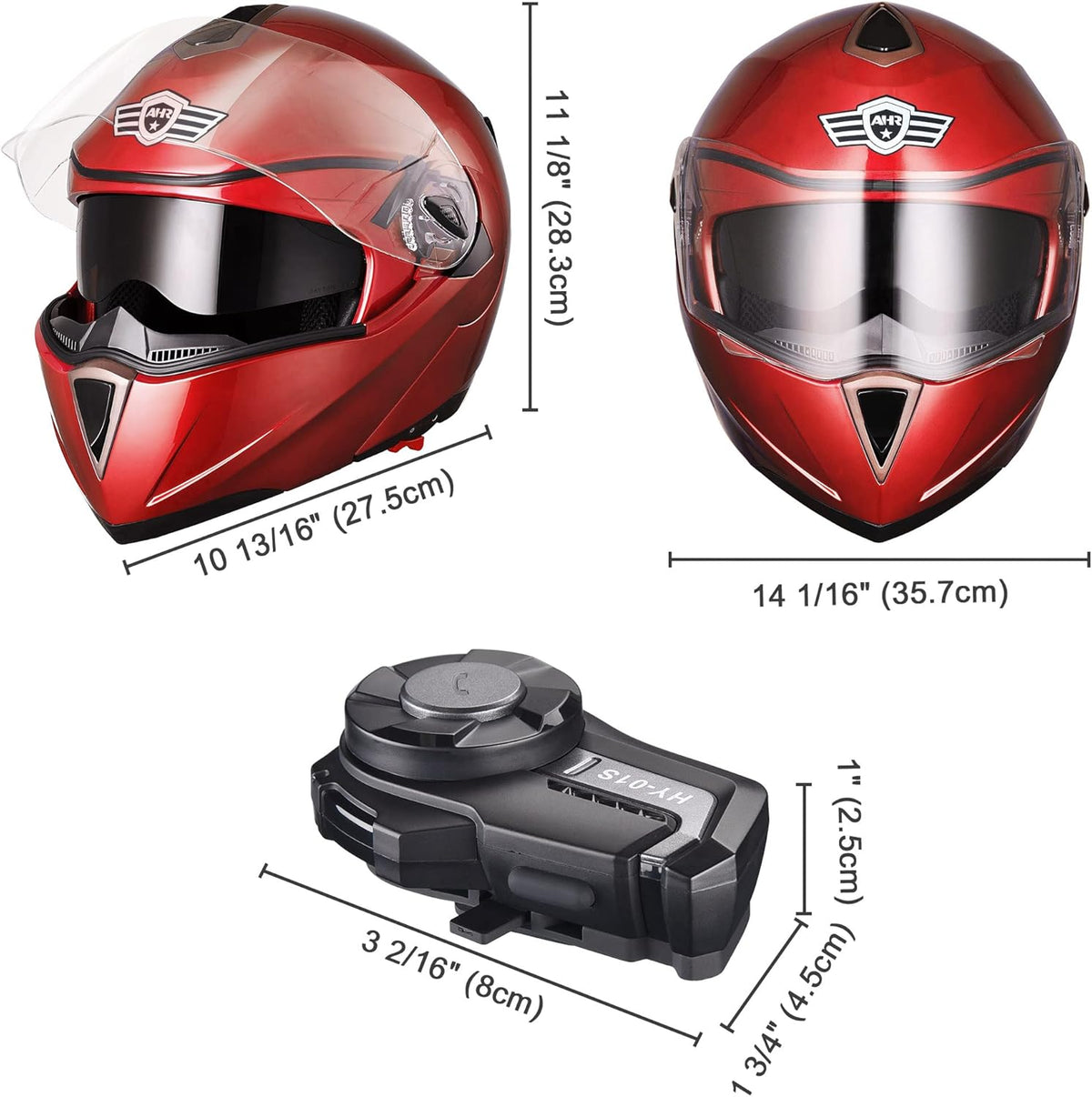 Full Face Bluetooth Motorcycle Helmet Flip Up Modular Helmet Dual Visors L88768