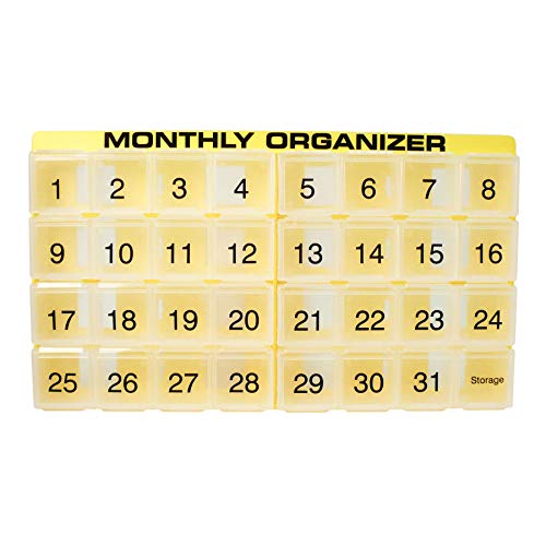 4 Week Monthly Pill Organizer with Tray and 8 Removable Compartments (Green) K22078