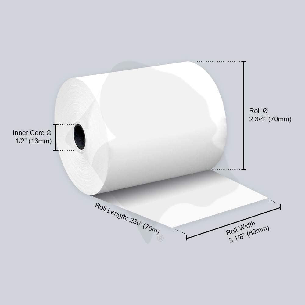 Thermal Paper Receipt Rolls 3 1/8 x 230 ft BPA Free 32 Rolls V761