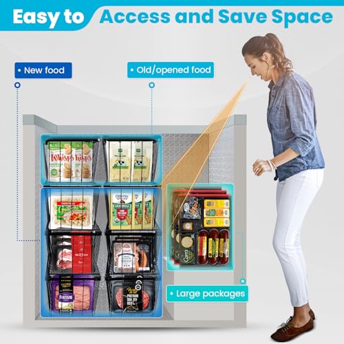 6 Pack Black Freezer Organizer Bins Y778