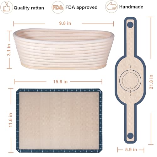 Set of 8 Oval Rattan Bread Proofing Basket K63339