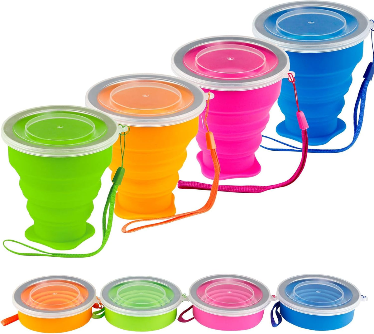 4 Pack Silicone Collapsible Cup with Lid M609014