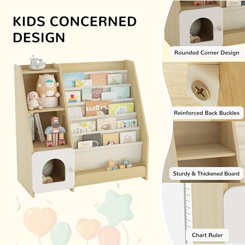 Natural Wooden 5 Sling Kids Bookshelf C30791