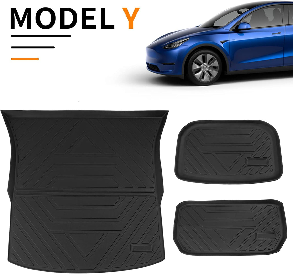 Tesla Model Y All Weather Trunk Mats Cargo Liners Set of 3 M2631