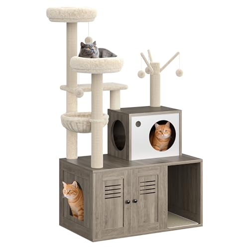 Rustic Brown Wooden Cat Furniture with Cat Tree Tower and Condo Y8204