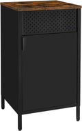 Rustic Brown and Black Nightstand with Door A2599