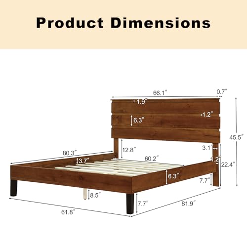 Brown Solid Wood Queen Size Platform Bed F102590