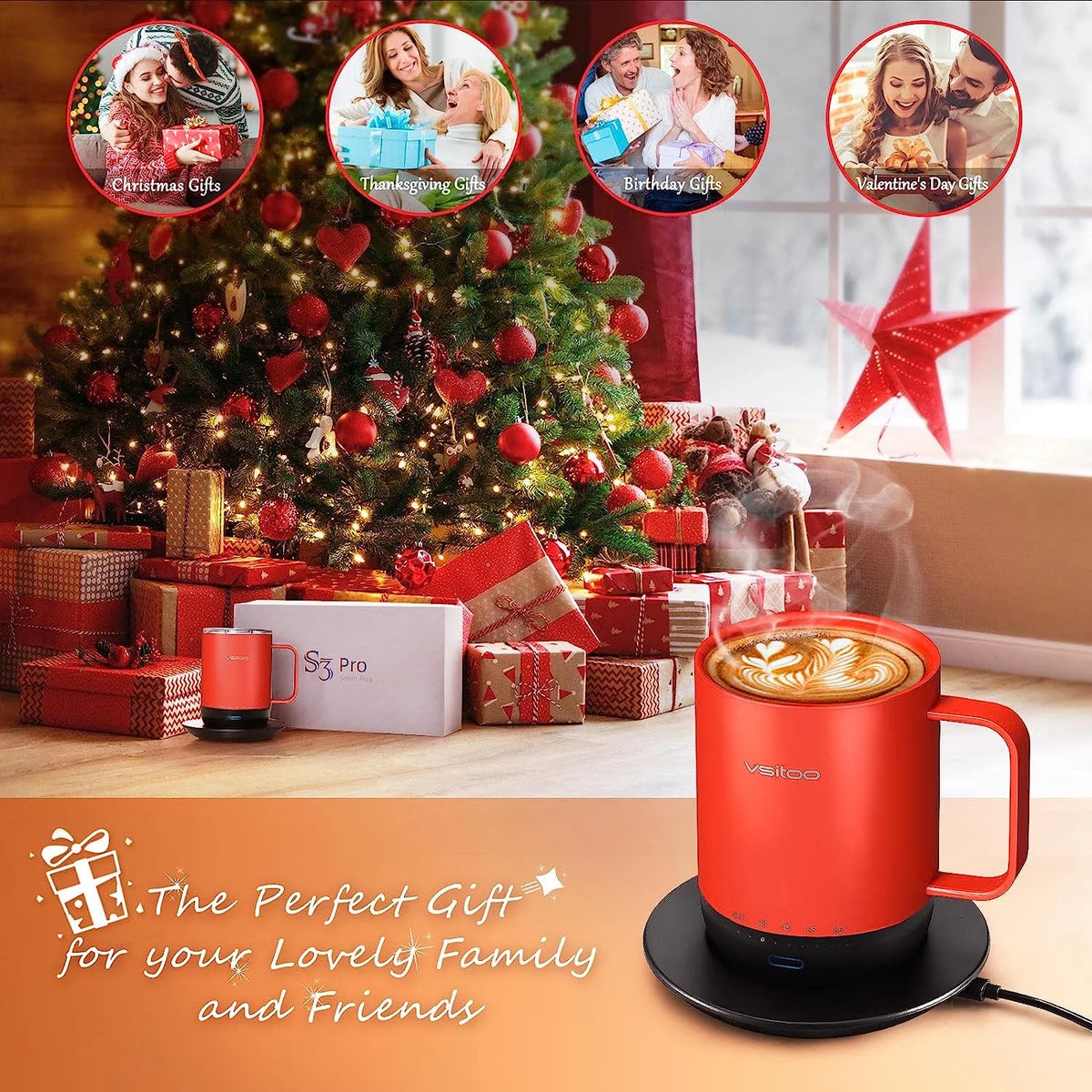 14 oz Self Heating Coffee Mug with Lid L1872