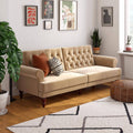 Ivory Velvet Convertible Futon U458236