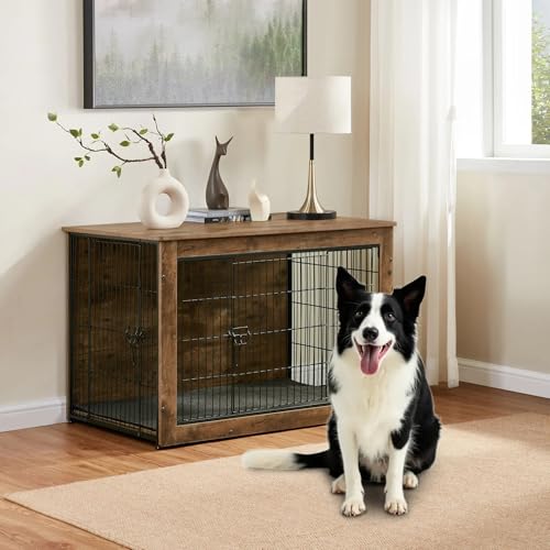 Rustic Brown Wooden Dog Crate 27" L×20" W×23" H J906