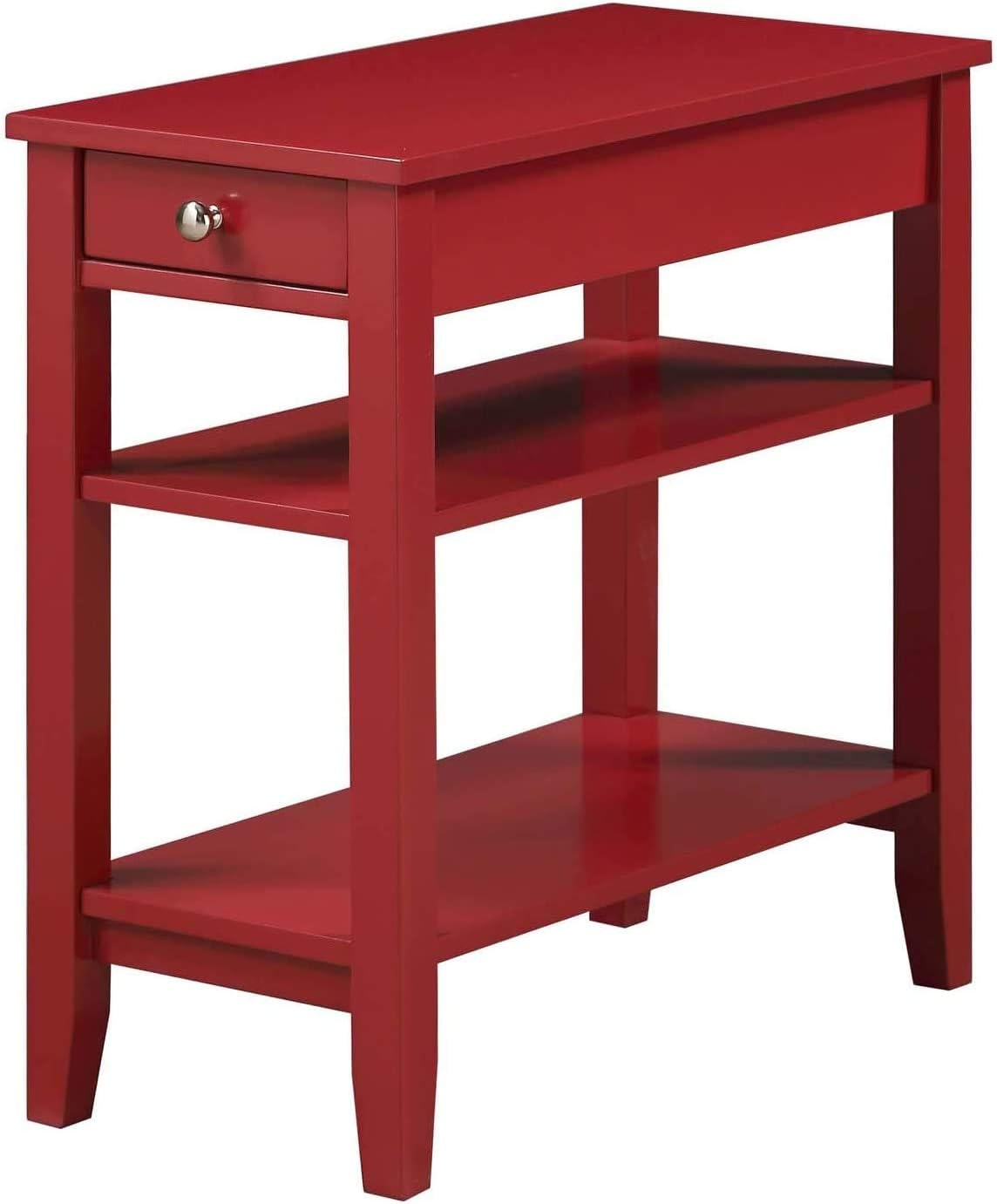 Black 1 Drawer End Table with Shelves A15828