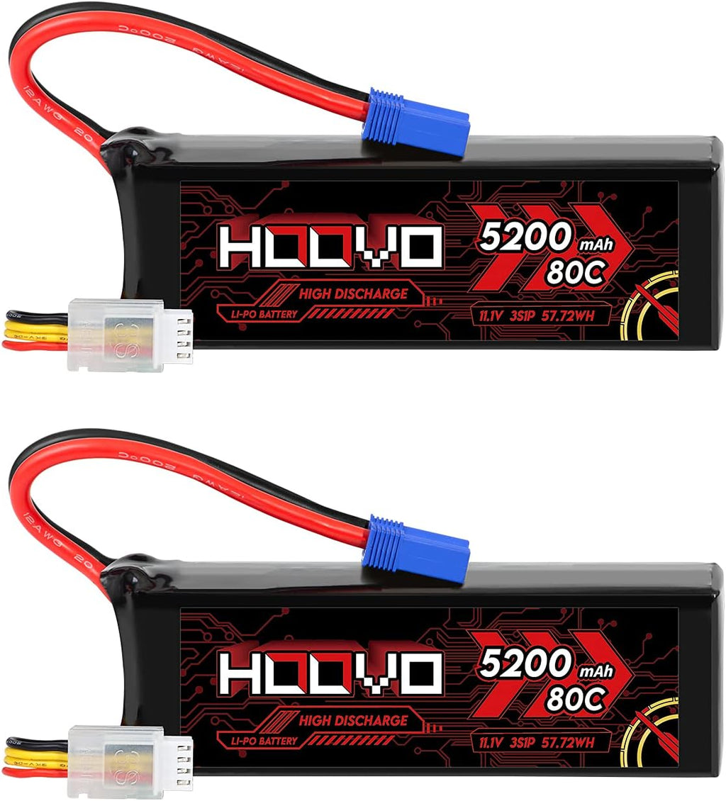 3S Lipo Battery 11.1V 80C 5200mAh with EC5 Connector 2 Pack L8273
