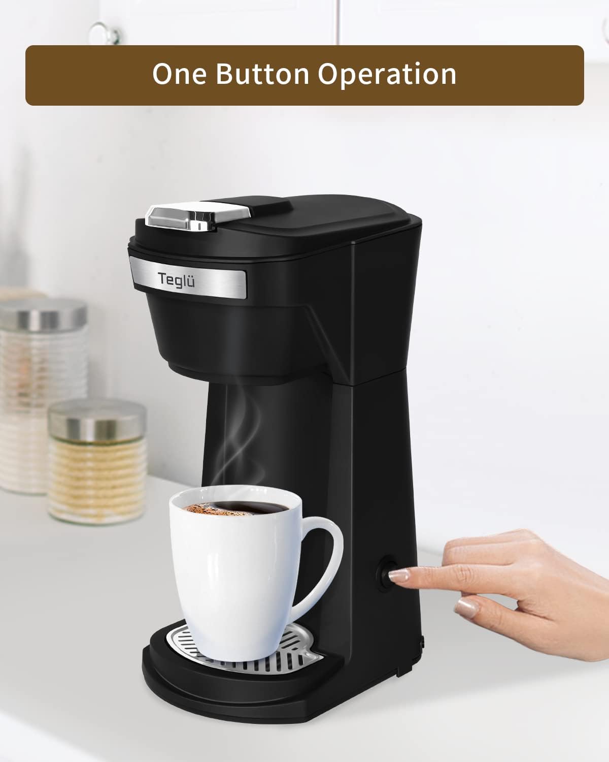 Single Serve Coffee Maker for K Cup Pods & Ground Coffee, Black G178556