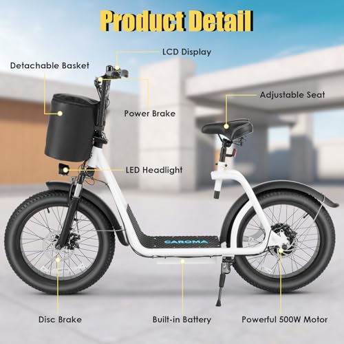500Wh Battery 30 Miles Range 20" Fat Tire 20 MPH Top Speed Foldable Electric Scooter E17616
