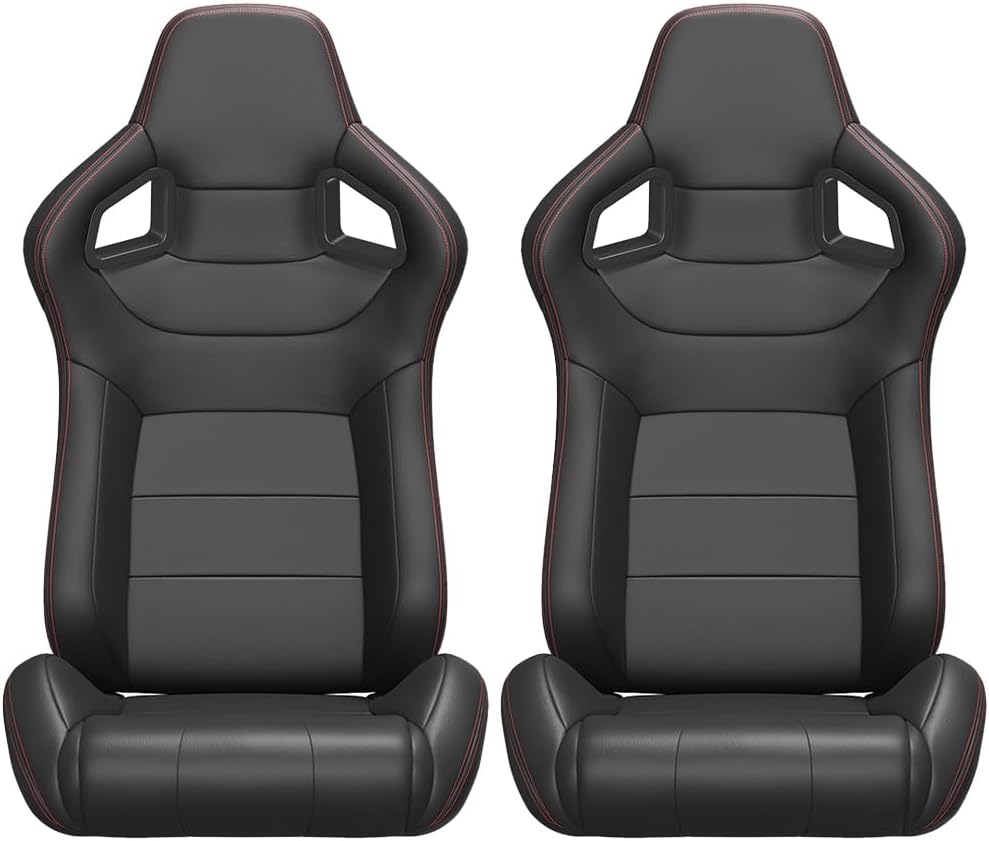 Red Stitch PVC Leather Racing Seats U5875