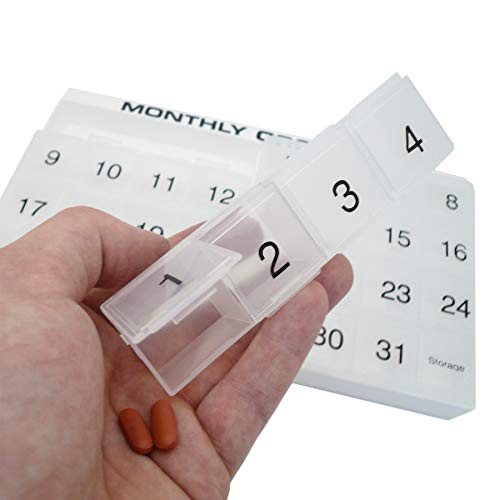 4 Week Monthly Pill Organizer with Tray and 8 Removable Compartments (Green) K22078