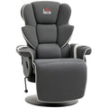 Black Manual Recliner Swivel Lounge Armchair with Footrest and Two Cup Holders X512