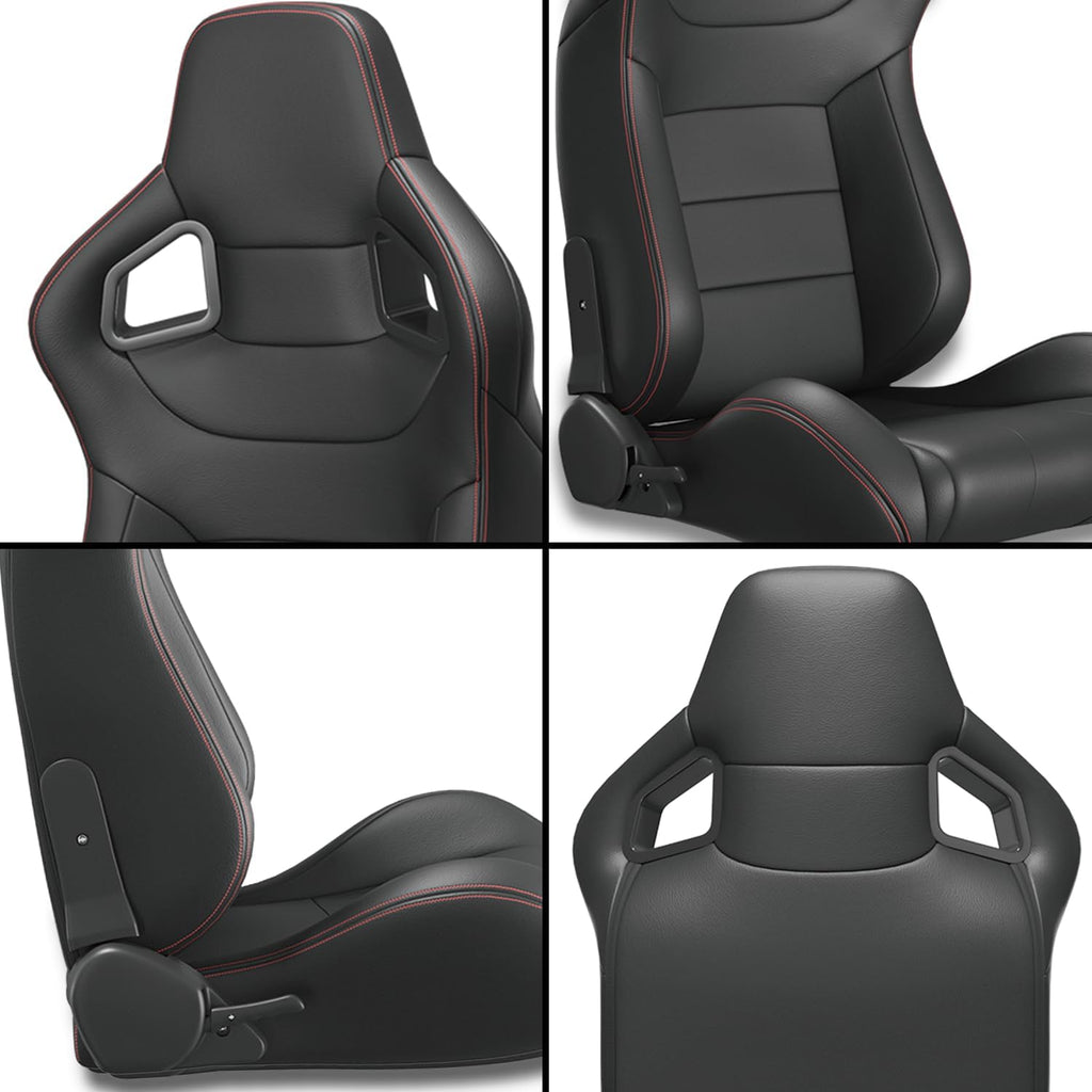 Red Stitch PVC Leather Racing Seats U5875