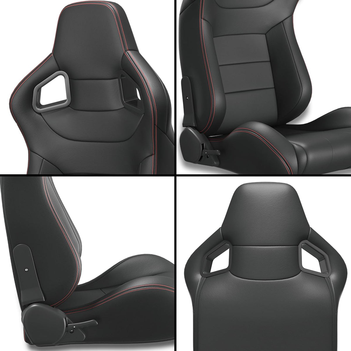 Red Stitch PVC Leather Racing Seats U5875