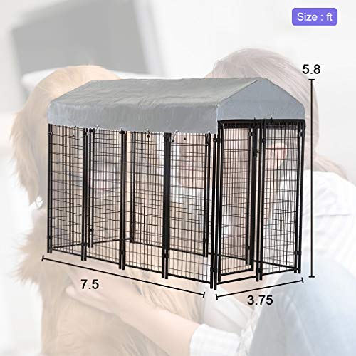 8 x 4 x 6 Ft Metal Galvanized Dog Kennel with Cover X505