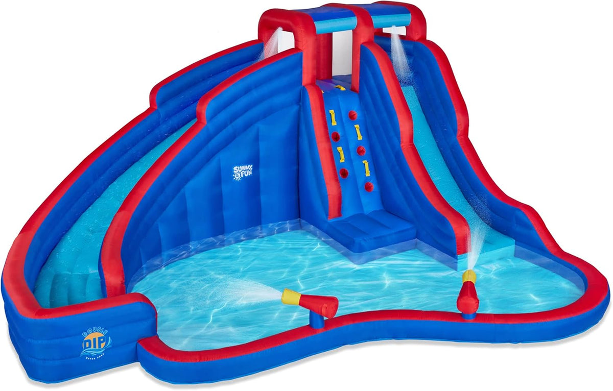 Inflatable Water Slide Park with 2 Slides & Splash Pool O817628