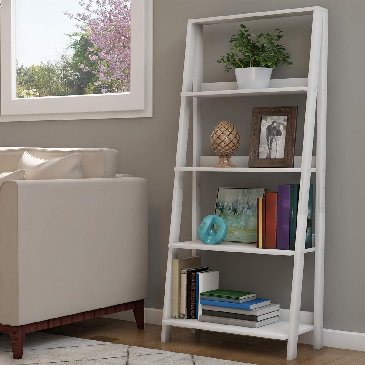 4 Tier Wooden Ladder Bookshelf F5133