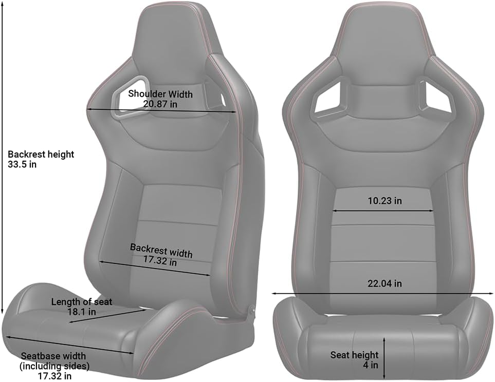 Red Stitch PVC Leather Racing Seats U5875
