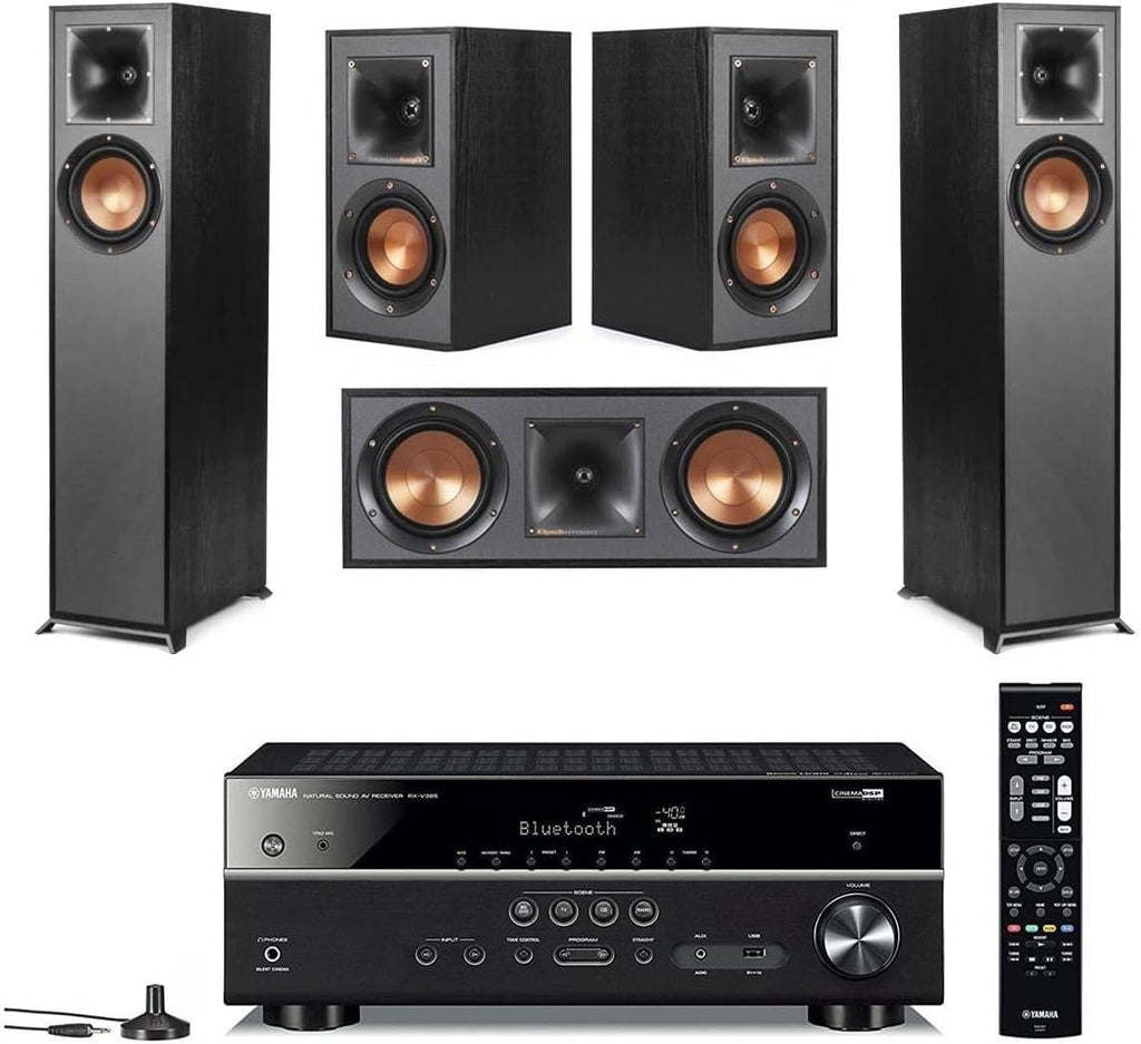 Black 5.0 Home Theater System with Floorstanding Speaker, Center Channel Speaker, Bookshelf Speaker and 5.1-Channel Receiver A762