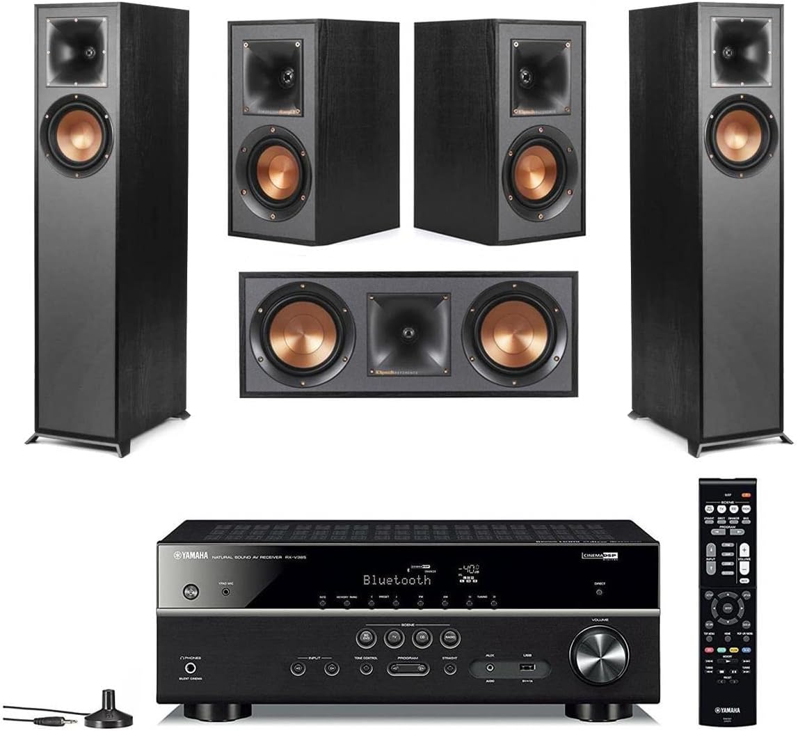 Black 5.0 Home Theater System with Floorstanding Speaker, Center Channel Speaker, Bookshelf Speaker and 5.1-Channel Receiver A762