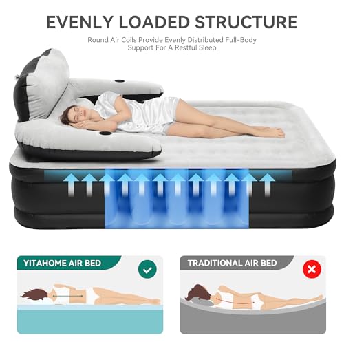 Queen Size Air Mattress with Headboard and Built-in Pump I84156
