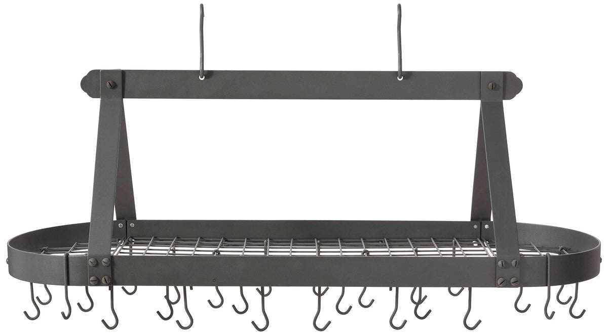 Graphite Oval Hanging Pot Rack with 24 Hooks G452295