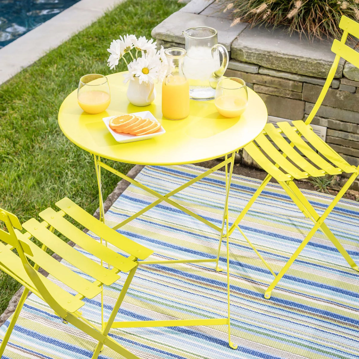 Yellow 3 Piece Bistro Folding Furniture Set M882