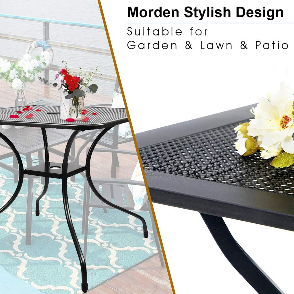 Outdoor Cast Iron Square Bistro Table with Umbrella Hole O68043