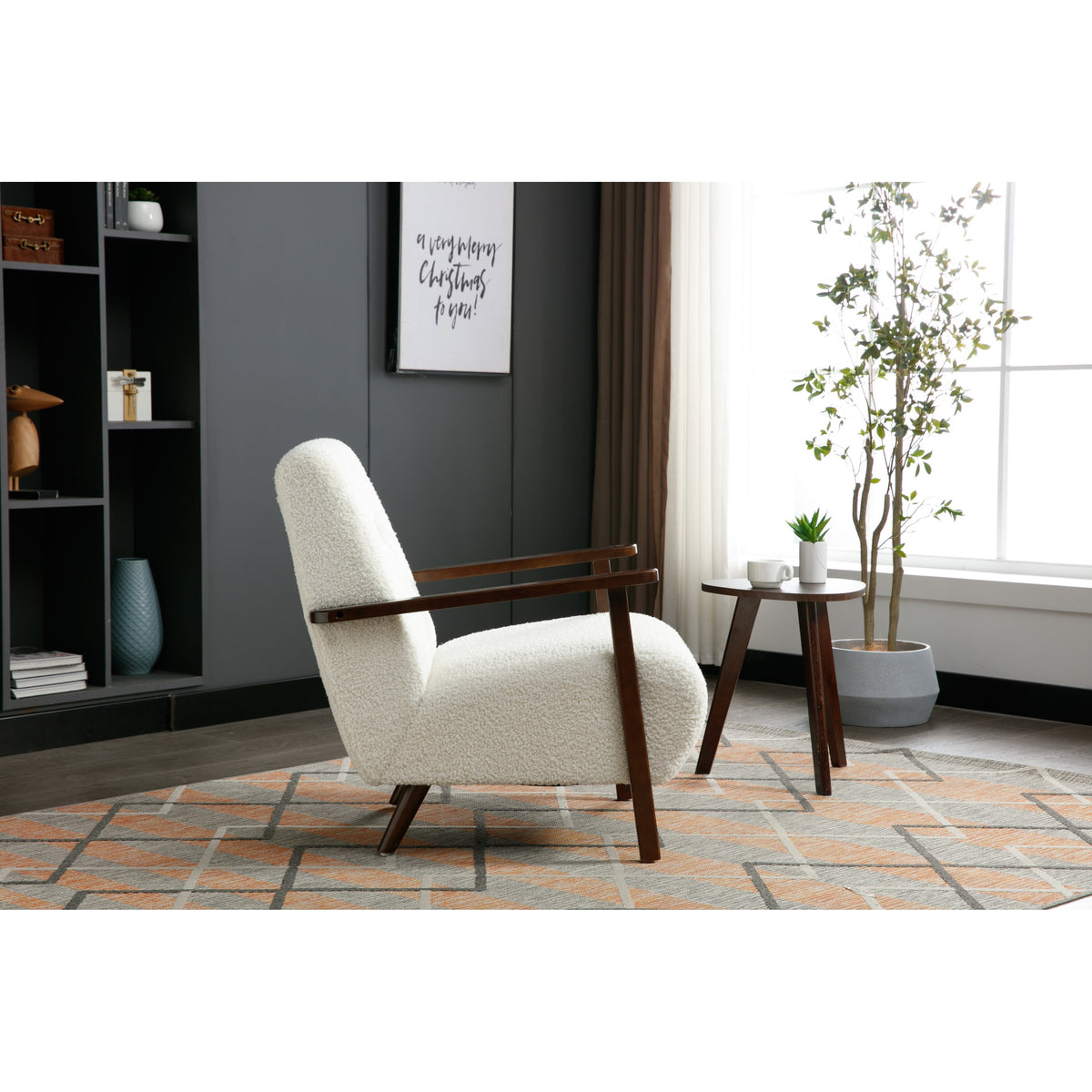 White Microsuede Accent Arm Chair E97681