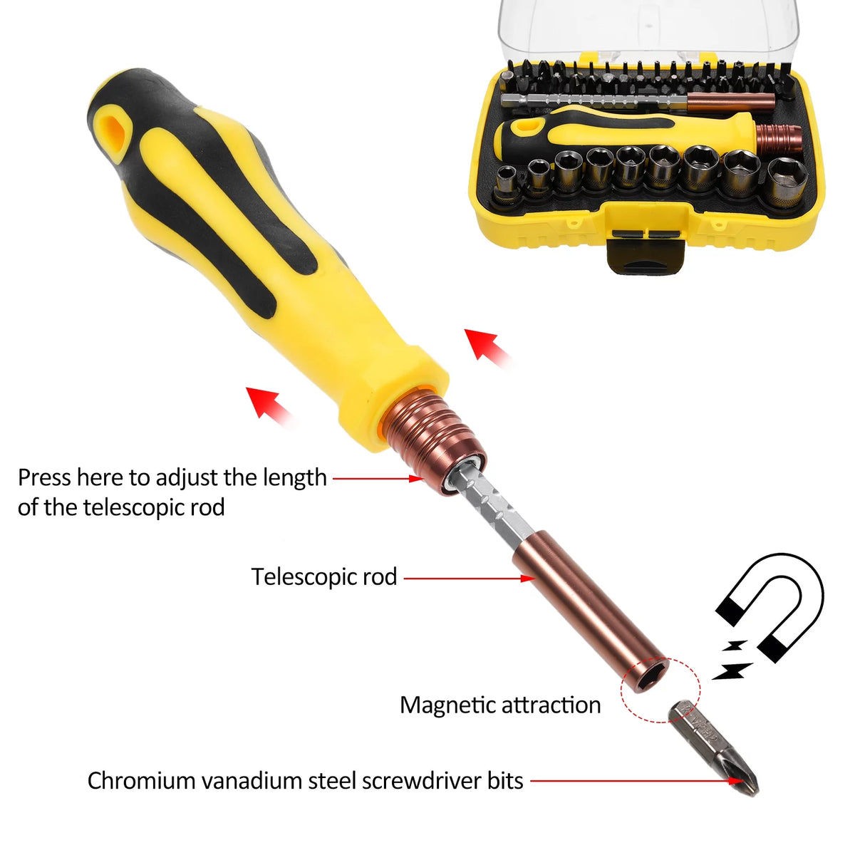 Socket Wrench Screwdriver Set Multi-Bit Tool Kit Y8689