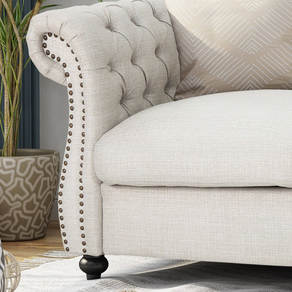 Dark Gray Green Chesterfield Loveseat Sofa M137