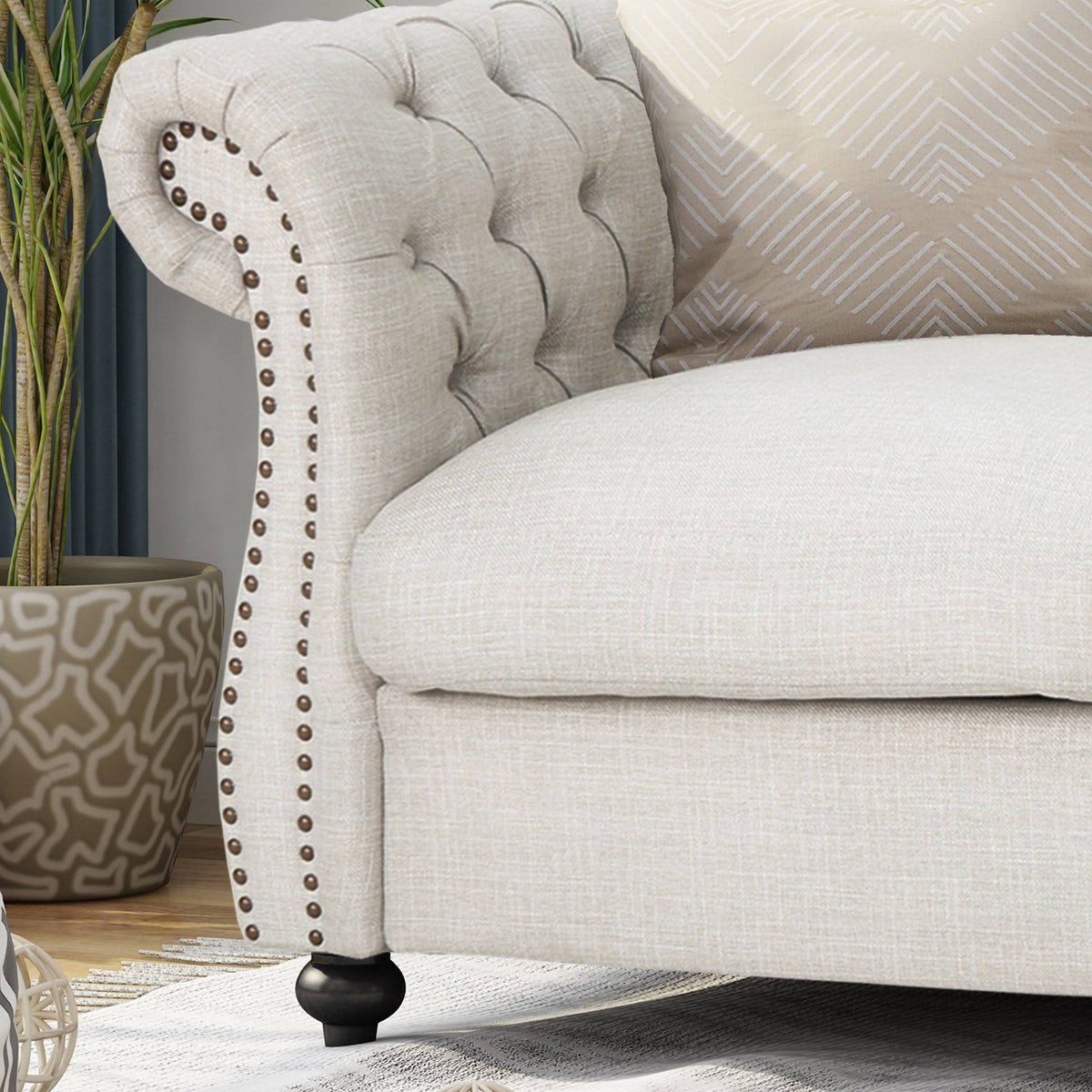 Dark Gray Green Chesterfield Loveseat Sofa M137