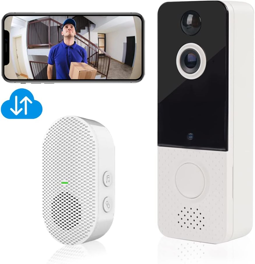 Wireless WiFi Video Doorbell Camera with Chime, 1080P, Two-Way Audio, IP65 Waterproof, Pack of 2 P6644