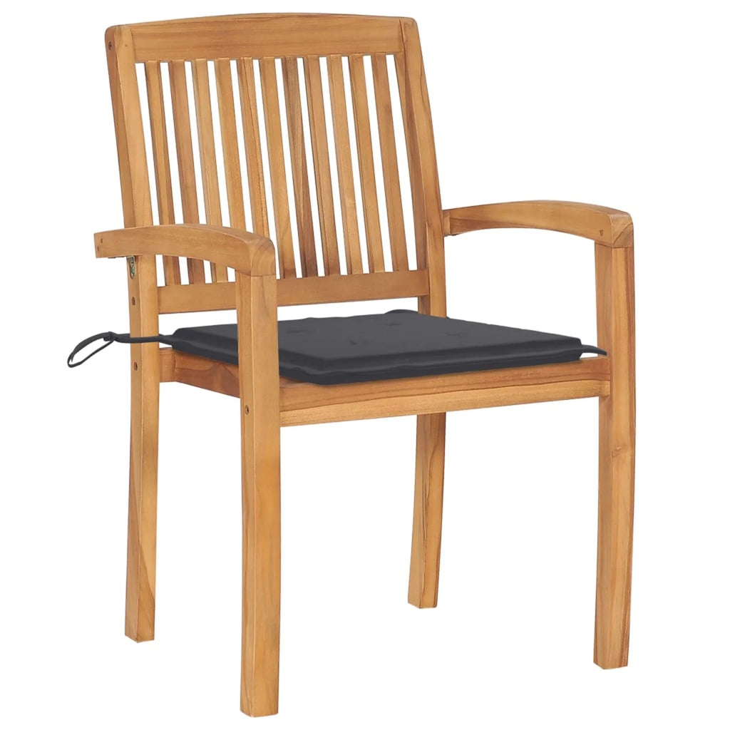 Patio Chairs 2 pcs with Anthracite Cushions Solid Teak Wood U195526